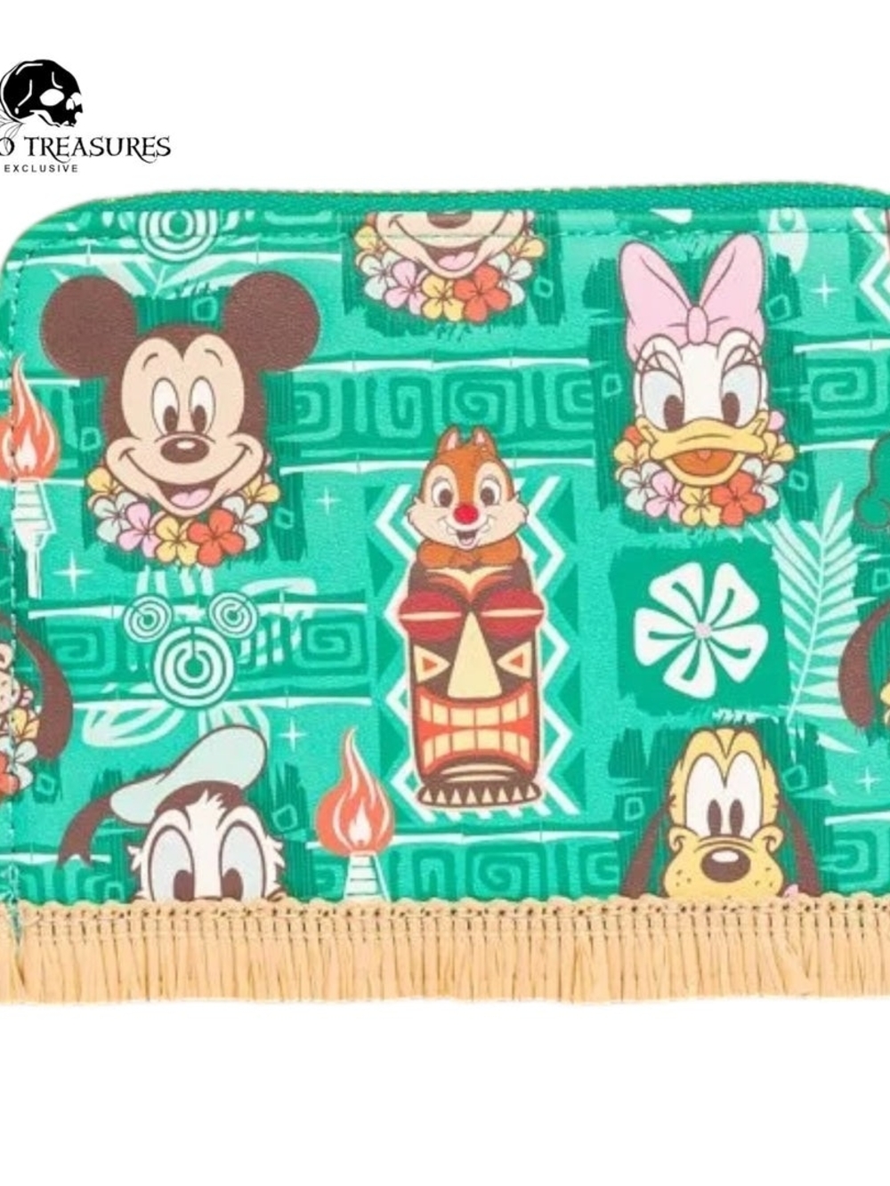 Disney Kids Teal Tiki Print Wallet with Fringe